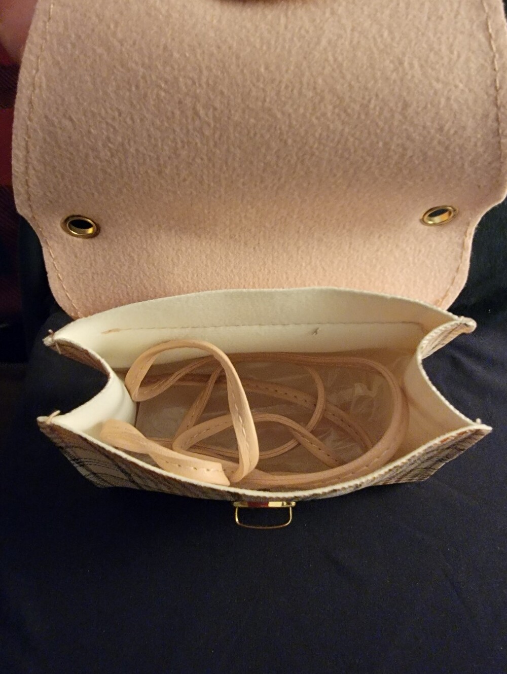 Pink Plaid Top-Handle/crossbody Women's Bag - Picture 3 of 4